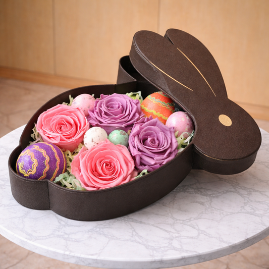 spring flower delivery Toronto Easter bunny floral arrangement open box