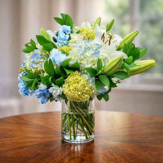 Same day flower delivery mississauga blue and white floral arrangement
