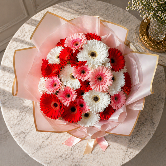 same day flower delivery toronto gerbera bouquet top view vibrant fresh flowers arrangement