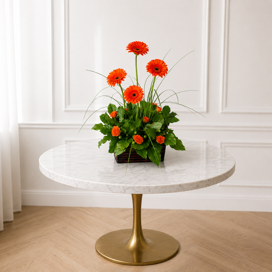 Same day flower delivery Toronto floral centerpiece on white marble table