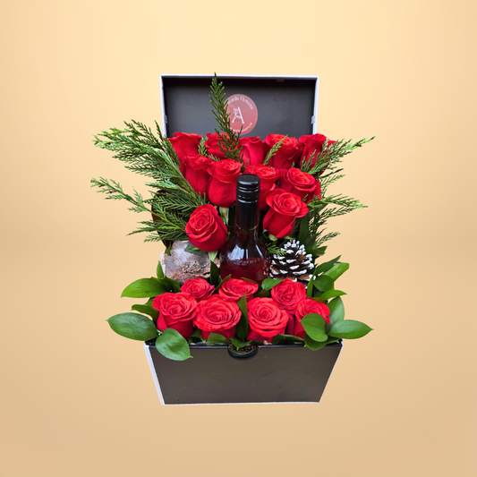 Red rose luxury flower box in Toronto with elegant modern design