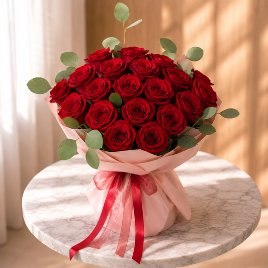 Red roses bouquet for romantic occasions