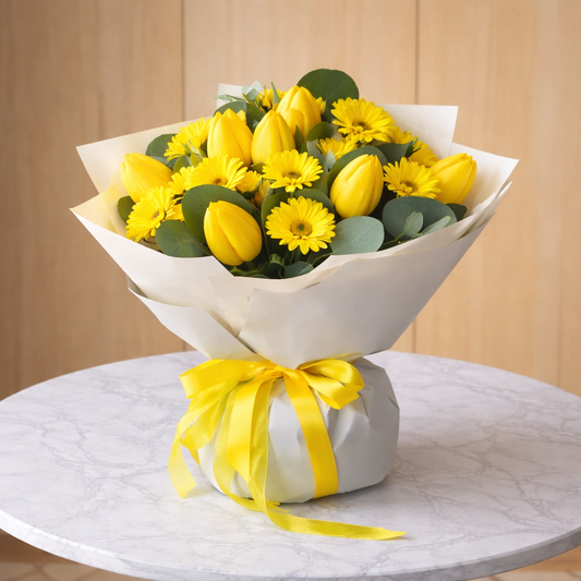 flower delivery Toronto spring bouquet Sunlit Zest elegant yellow flowers side view